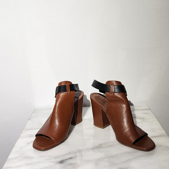 DELMAN Cognac Brown Glove Leather Shoe Bootie w/Open Toe & Heel Blk Ankl… - Picture 4 of 8